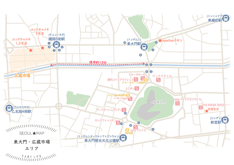 東大門～広蔵市場 地図 観光マップ