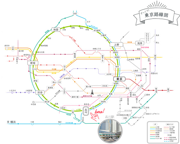 東京エリアマップ観光用品川