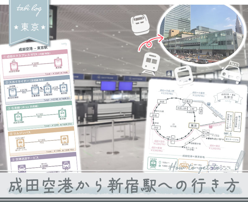 【成田空港→新宿駅】電車・バス・タクシーの行き方!時間＆料金比較2